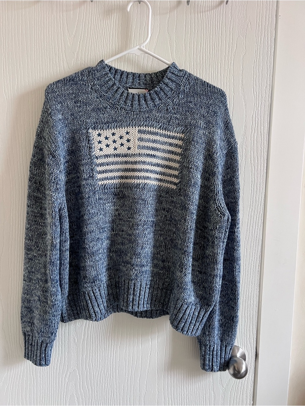 TUCKERNUCK Marled Blue Cotton Americana Flag Sweater - Picture 7 of 15